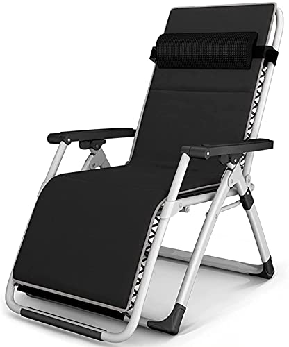 WEDF Klappbare Strandstühle Lounge Chairs Zero Gravity Verstellbare Liegende Liegestühle Büro Pool Garten,Schwarz-52CM