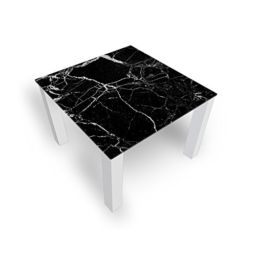 DekoGlas Couchtisch 'Glas Schwarz' Glastisch Beistelltisch für Wohnzimmer, Motiv Kaffee-Tisch 80x80 cm in Schwarz oder Weiß