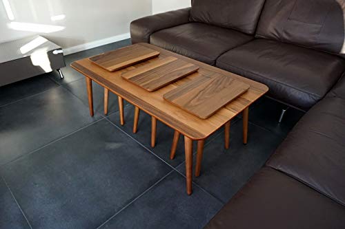 Design Couchtisch Tisch inkl. 3x Beistelltisch SH 2 Nussbaum/Walnuss Echtholzfurnier