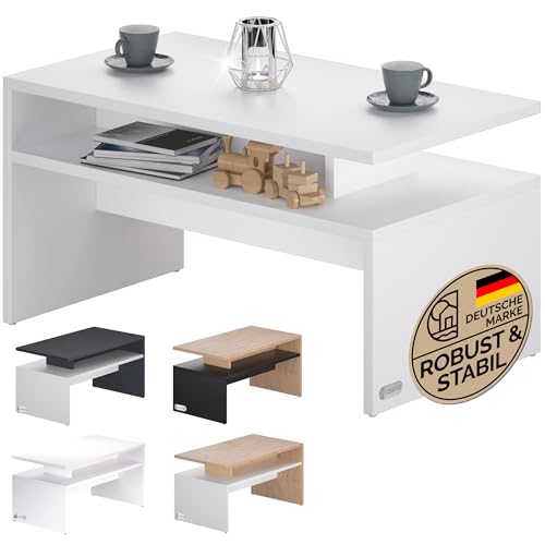 Casaria® Ablage Stauraum 92x51x48 cm Kratzfest Holz 50 kg Belastbarkeit Modern Gross Wohnzimmer Büro Sofa Couch Tisch Weiss
