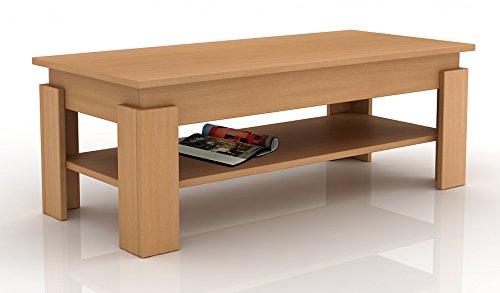 VCM mit Ablage Tisch Sofatisch Wohnzimmertisch Beistelltisch Zwischenboden 120 cm  Esito 