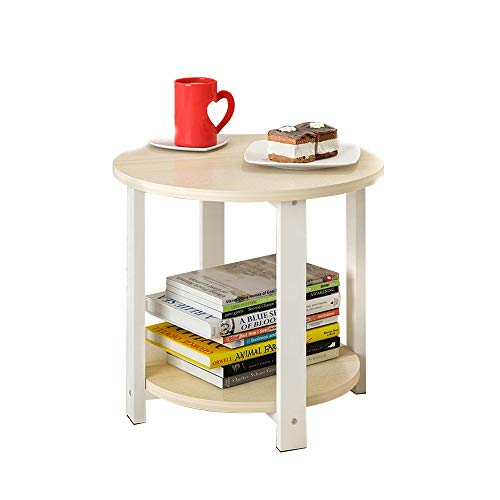 Tabelle Kleiner runder Tisch, doppelstöckiges Abschiedszimmer Unordentliches festes Holz Kleiner Couchtisch für Wohnzimmer Balkon (Farbe : Holz Farbe)