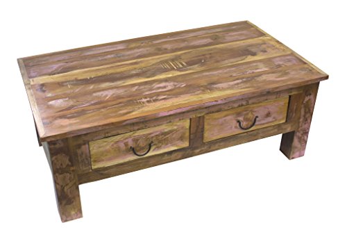 Couch Tisch mit Schubladen 110cm aus recyceltem Holz