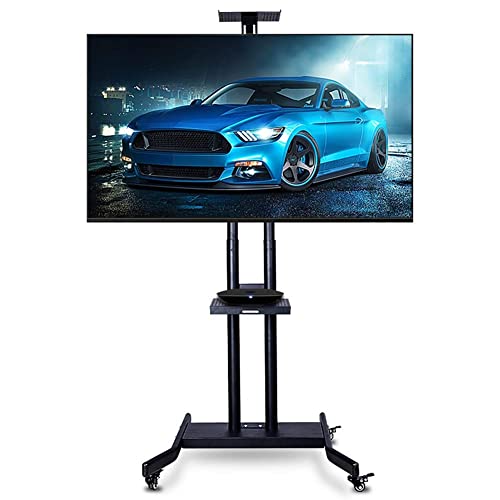WEDF Mobiler TV-Wagen-Bodenständer mit Tablett, Halterung für 32 -70  Plasma/LCD/LED, Home Display Trolley mit feststellbaren Lenkrollen