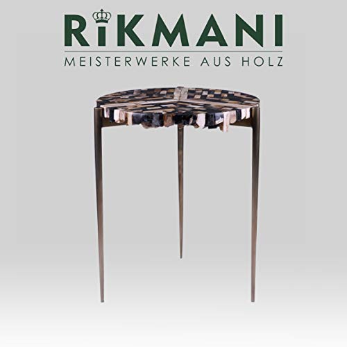 Rikmani Designer Beistelltisch Epoxidharz Tisch aus Stein Couchtisch versteinertes Holz Mosaik