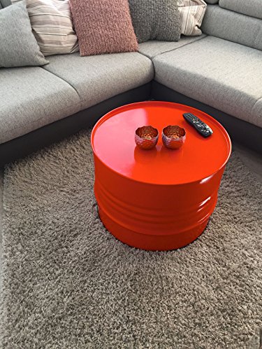 Fassmöbel Beistelltisch Ölfass Tisch Fass Design Möbel Couchtisch Orange Ø 57cm