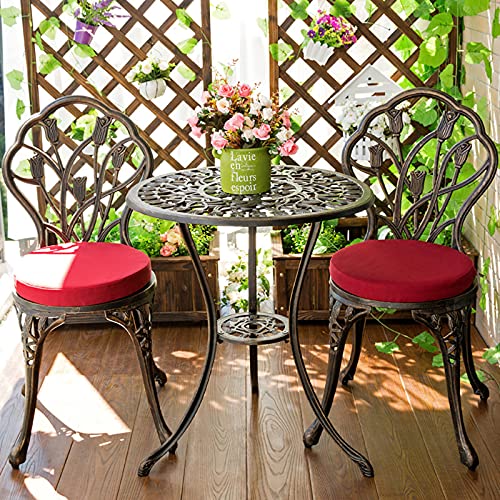 3-teiliges Tavernen-Set für den Außenbereich aus Aluminiumguss, rostfreie Terrassenmöbel, Kombination aus Chattisch und Stuhl mit Kissen, wetterfester Gartenterrassen-Esstisch und Stühle, für Veranda-